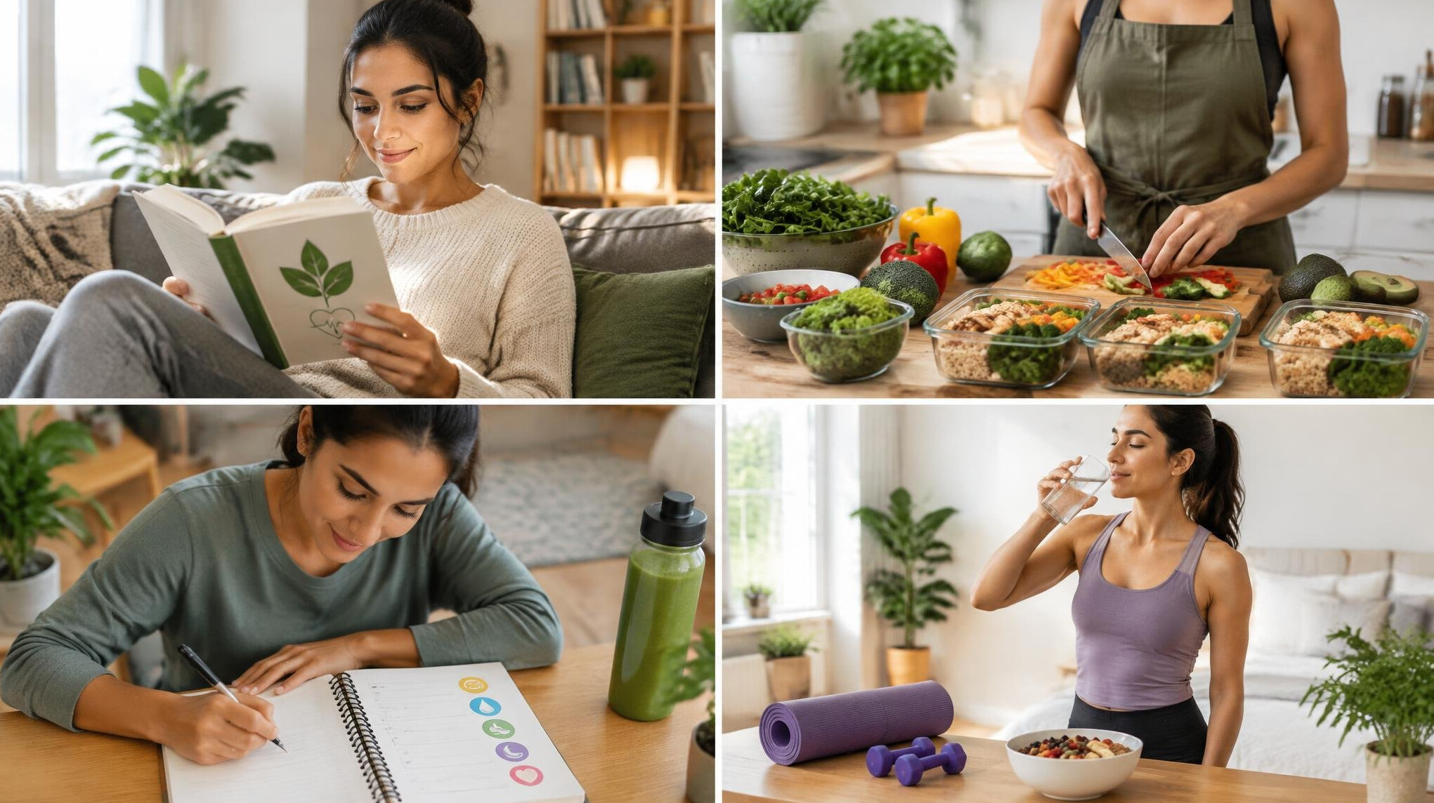 person reading health book at home