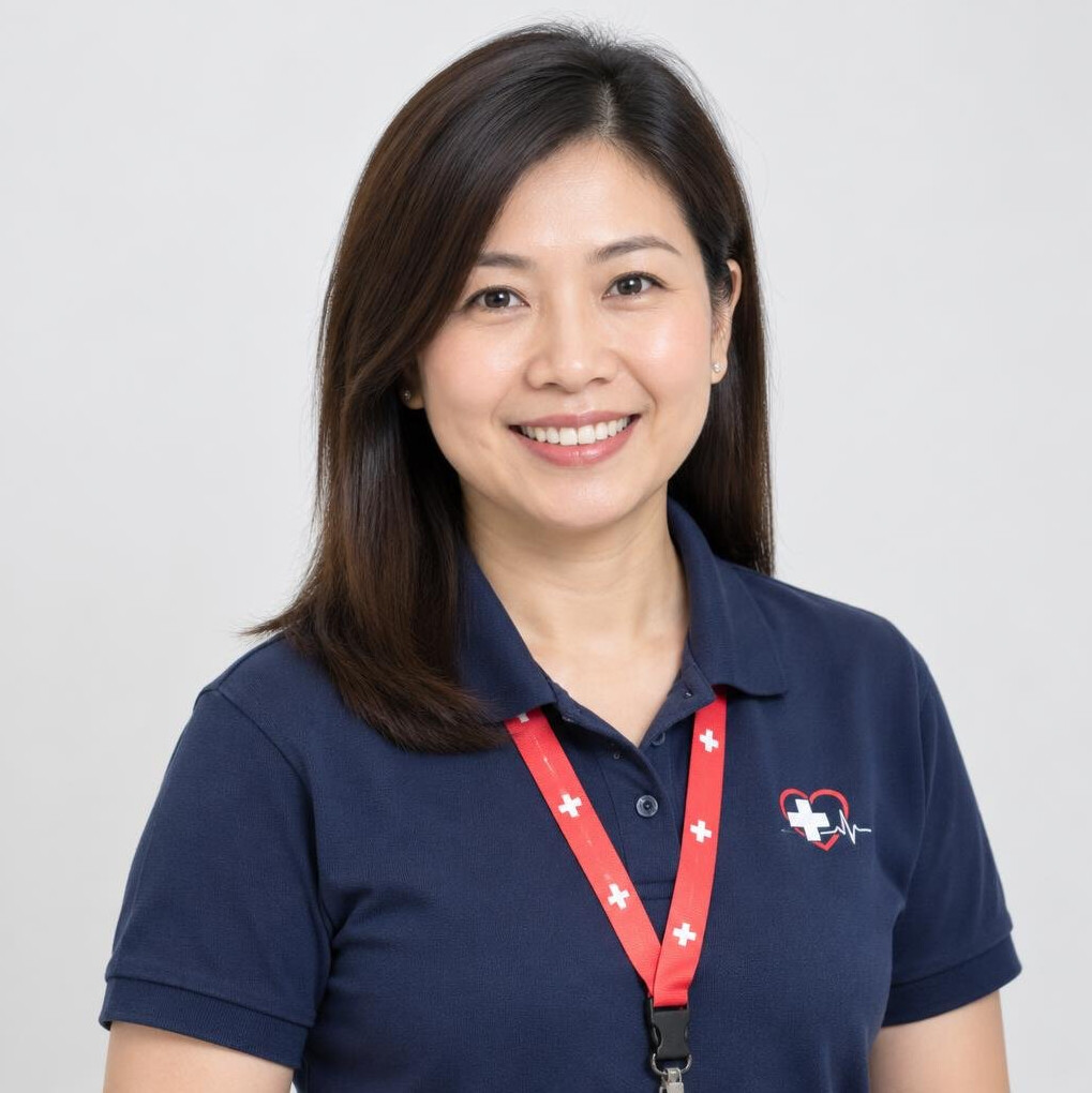 Studio portrait of a Chinese Singaporean woman trainer