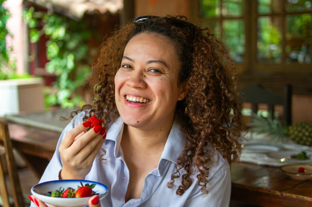 Studio portrait of an Indian Singaporean nutritionist