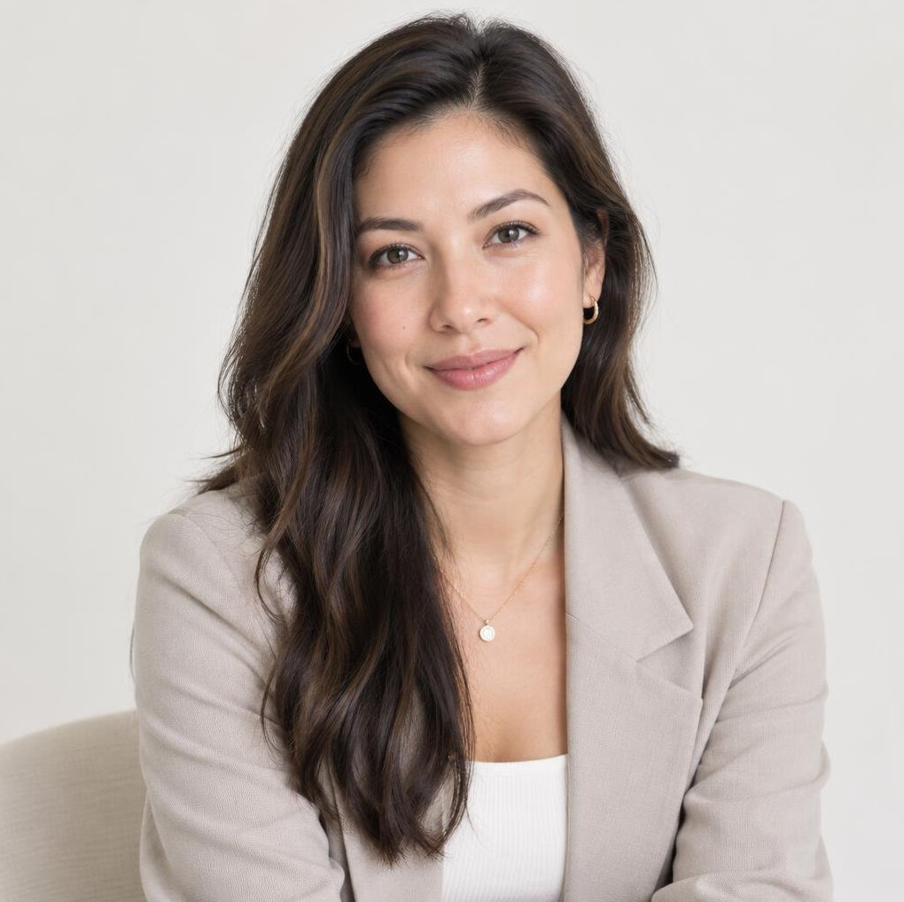Studio portrait of a Eurasian Singaporean woman instructor