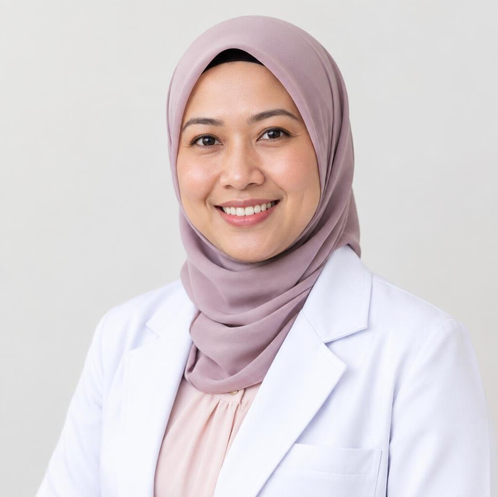 Studio portrait of a Malay Singaporean woman doctor